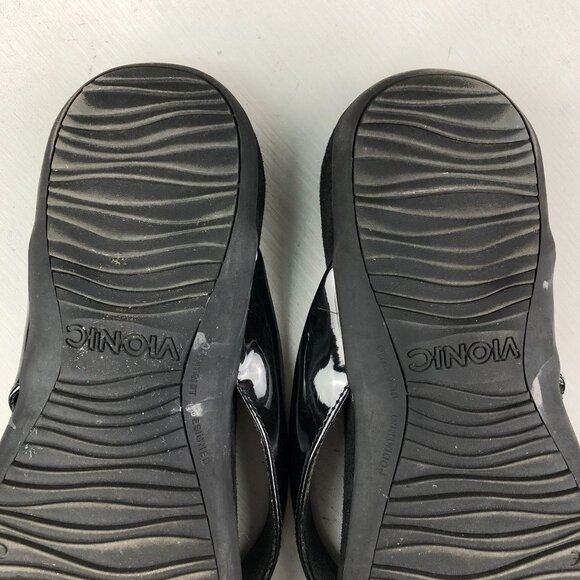 Vionic Women's Size 9 Davina Black Open Toe Supportive Slip On Flip Flops Sandal - Picture 9 of 11